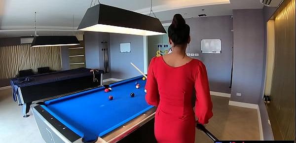  Amateur couple playing pool and having passionate sex afterwards